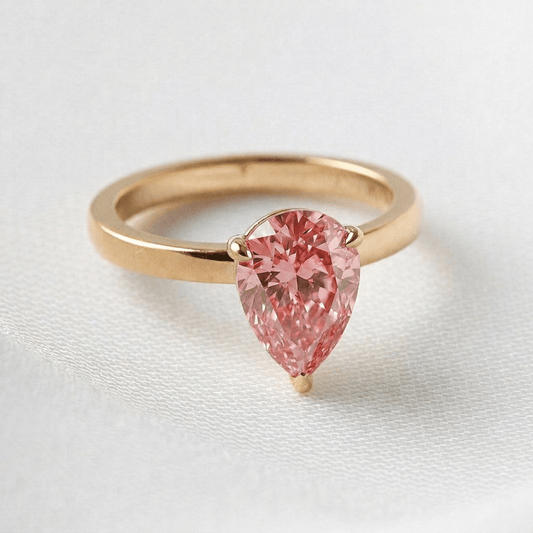 Pear Pink Solitaire Diamond Engagement Ring - Moissanite Engagement Rings