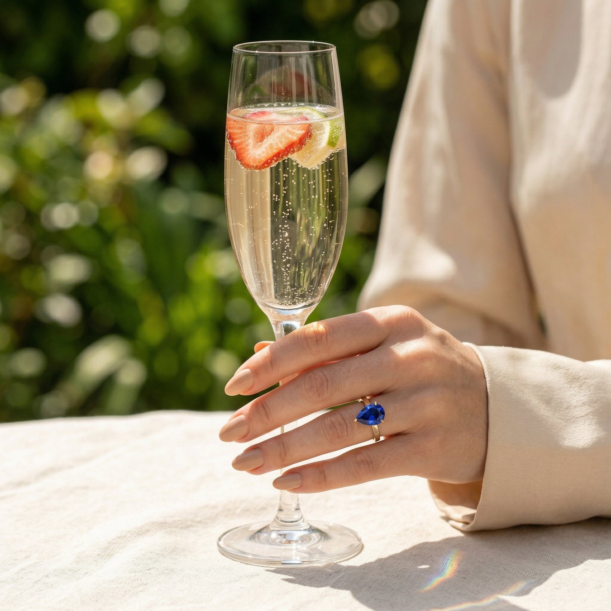Pear Solitaire Blue Diamond Engagement Ring - Moissanite Engagement Rings