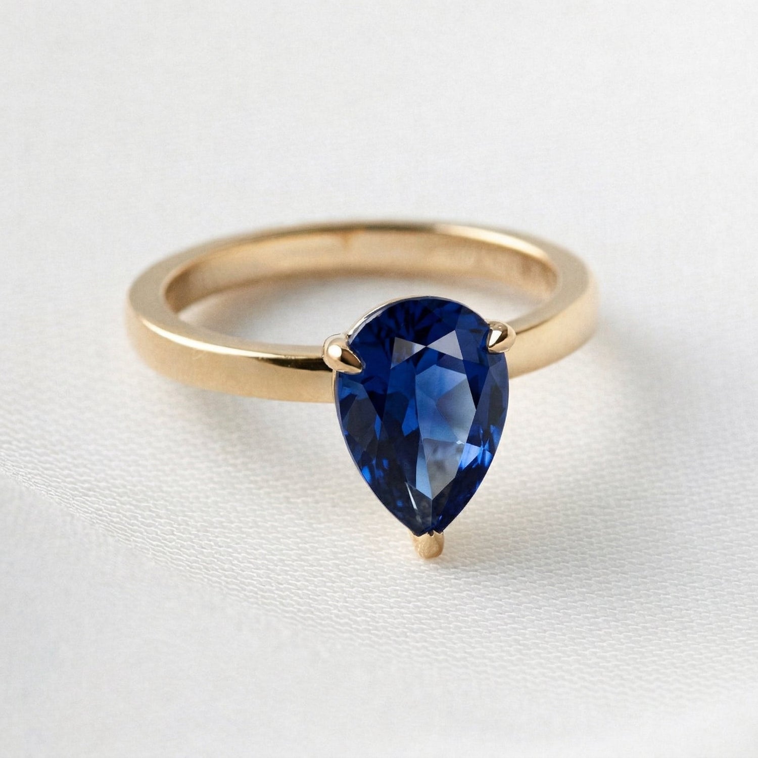 Pear Solitaire Blue Diamond Engagement Ring - Moissanite Engagement Rings