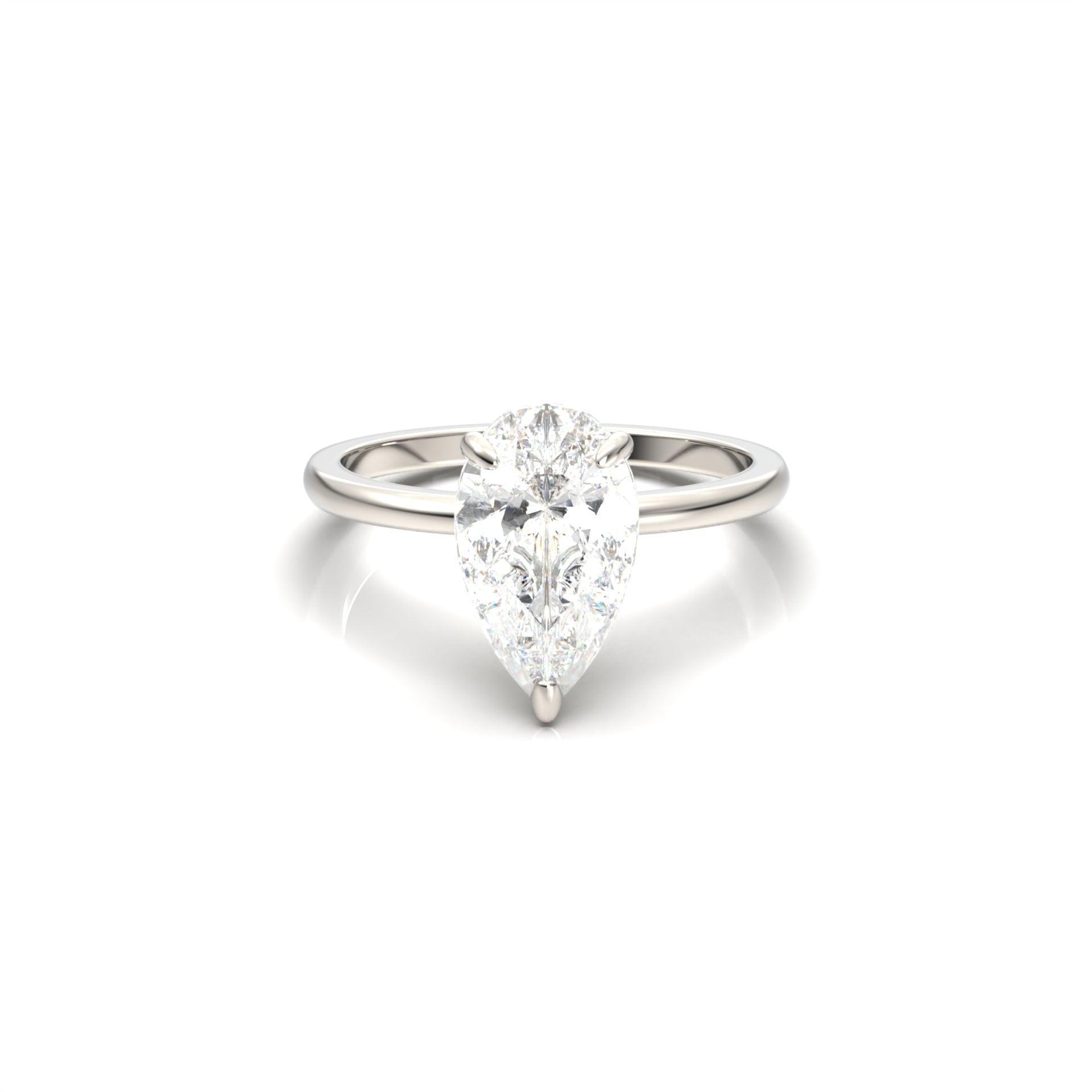 Pear Solitaire Diamond Engagement Ring - Moissanite Engagement Rings