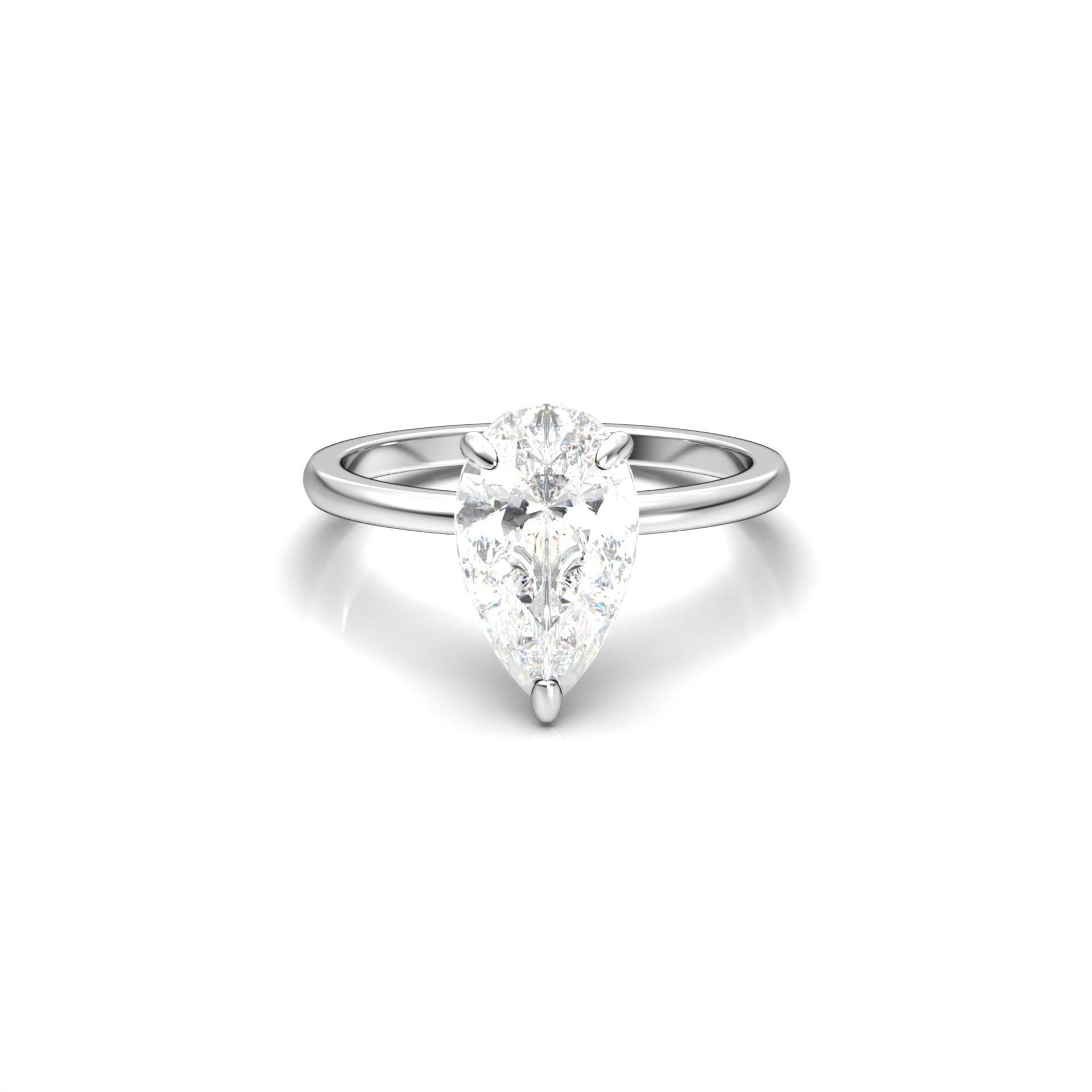 Pear Solitaire Moissanite Engagement Ring - Moissanite Engagement Rings