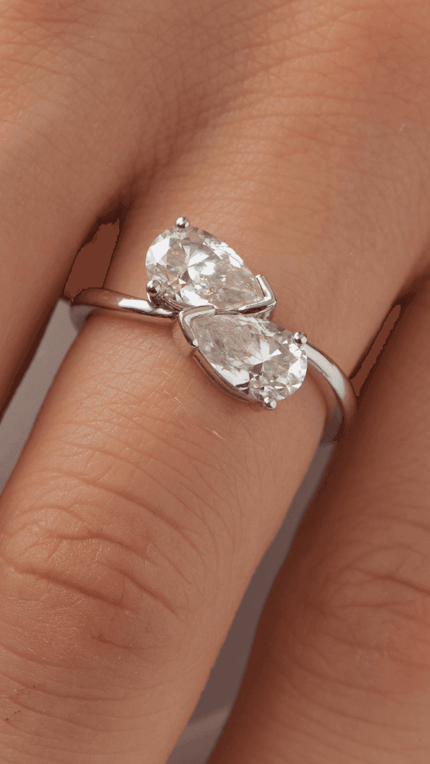 Pear Two - Stone Diamond Engagement Ring - Moissanite Engagement Rings