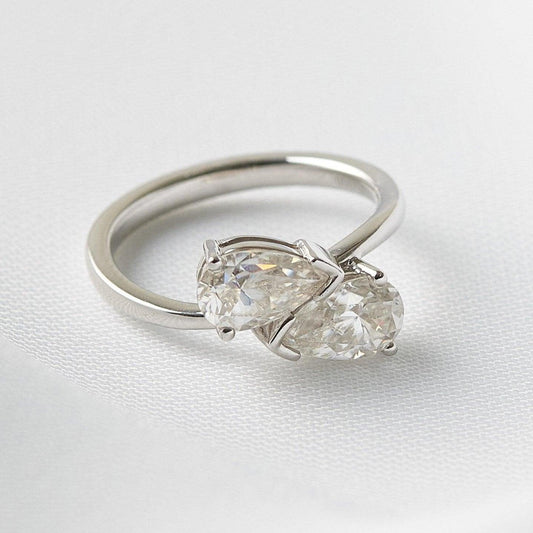 Pear Two - Stone Diamond Engagement Ring - Moissanite Engagement Rings