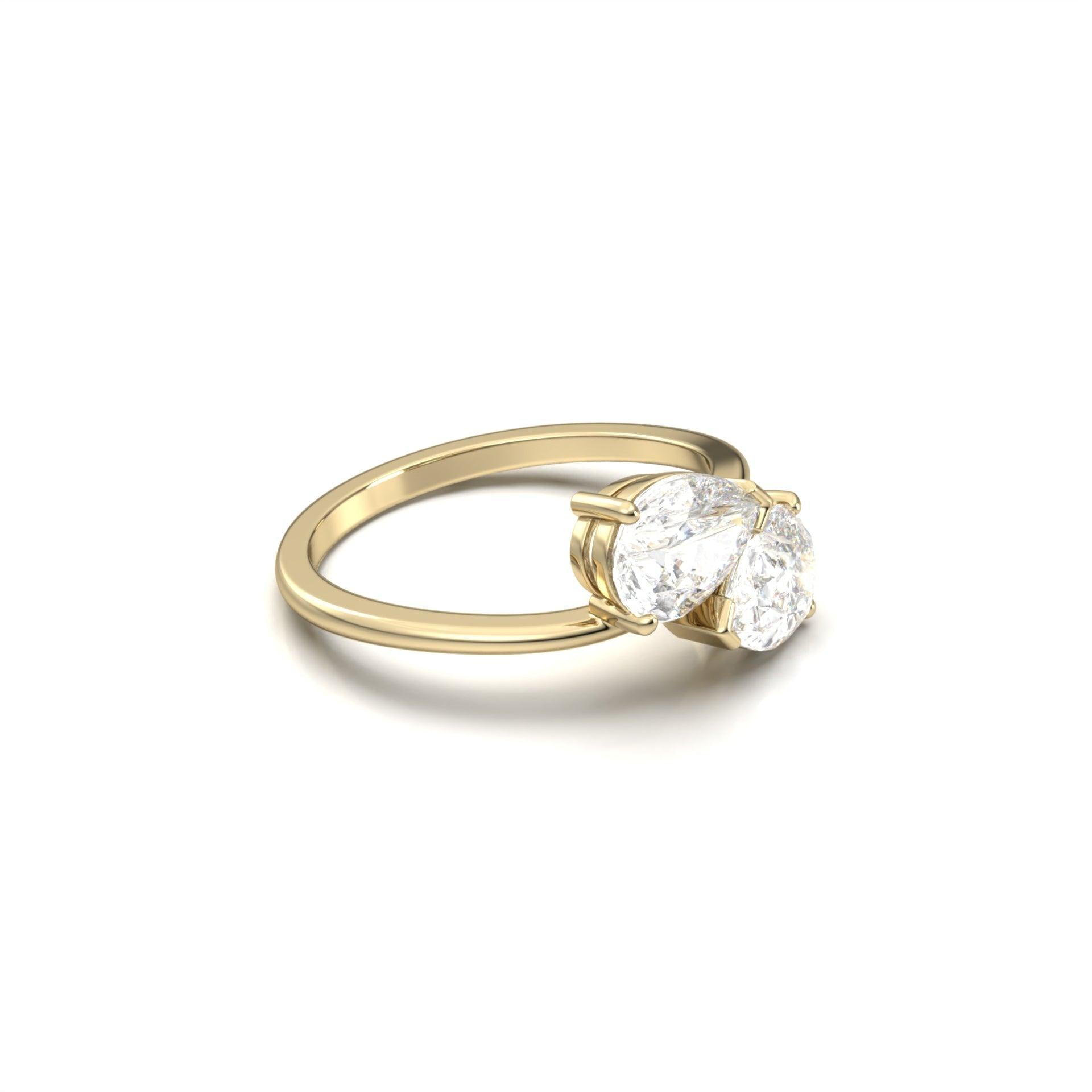 Pear Two - Stone Diamond Engagement Ring - Moissanite Engagement Rings