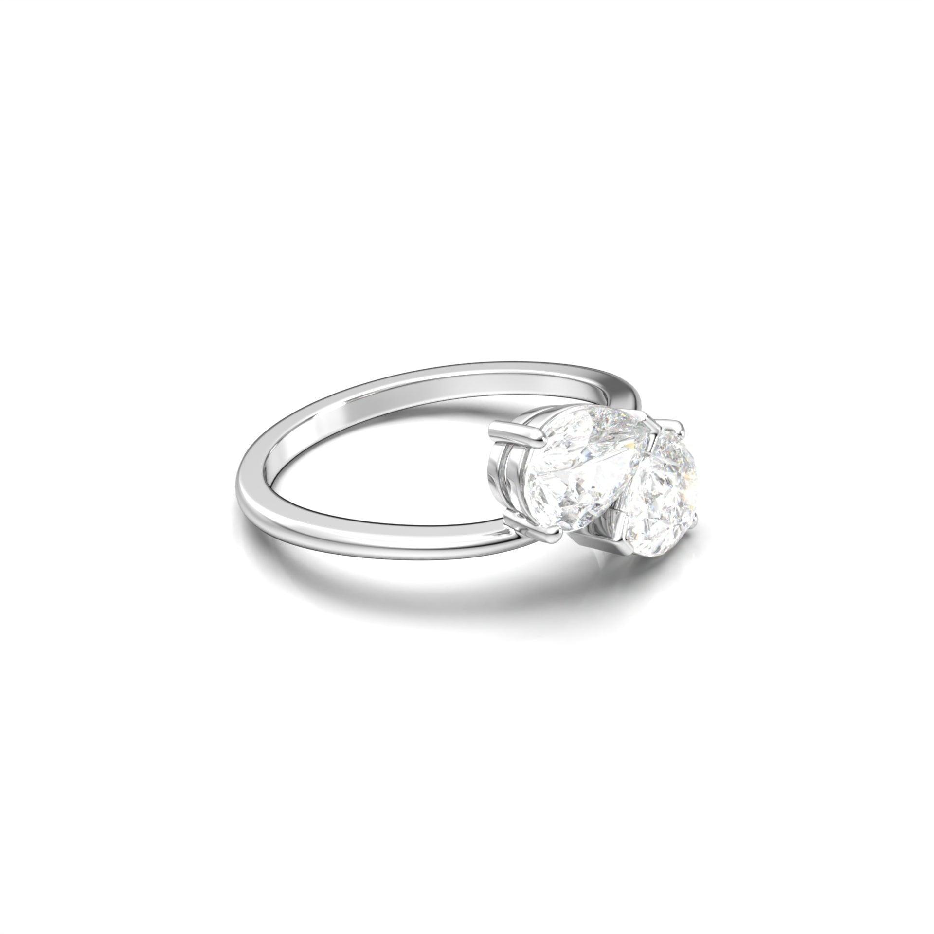 Pear Two - Stone Diamond Engagement Ring - Moissanite Engagement Rings