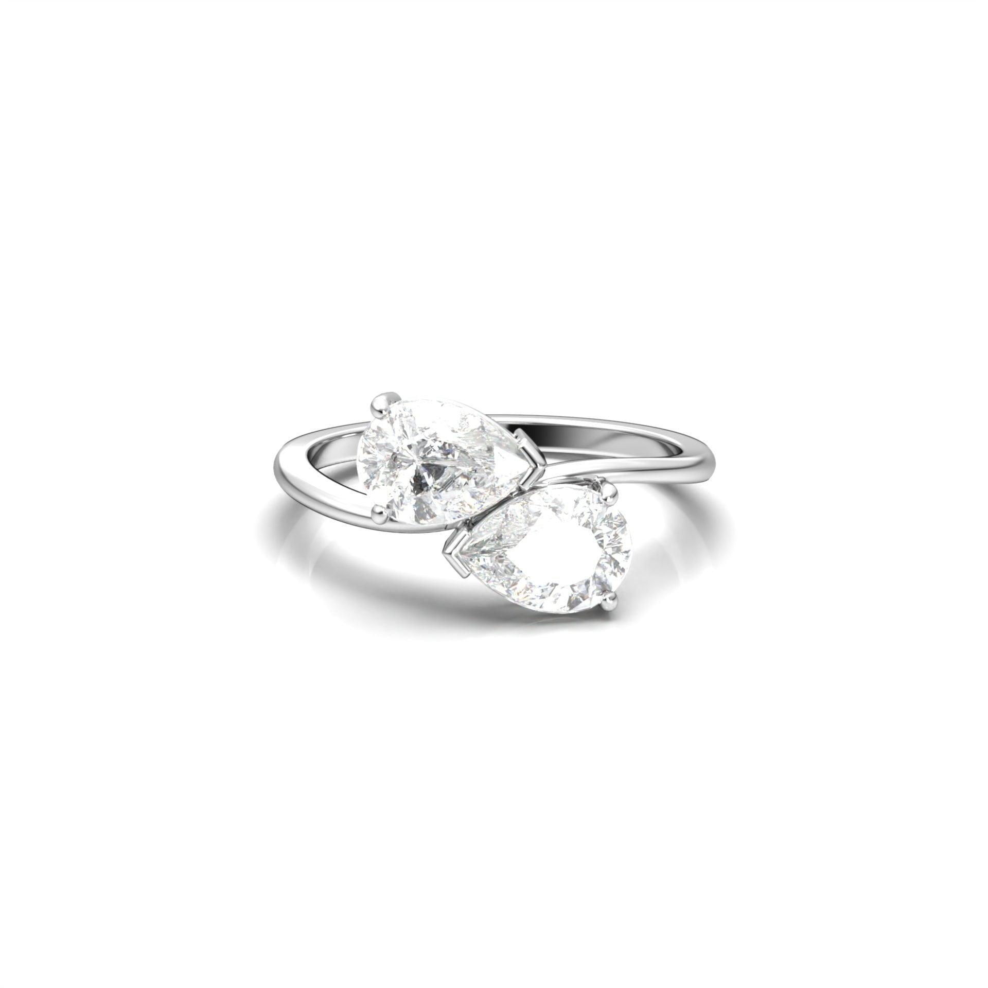 Pear Two-Stone Moissanite Engagement Ring - Moissanite Engagement Rings