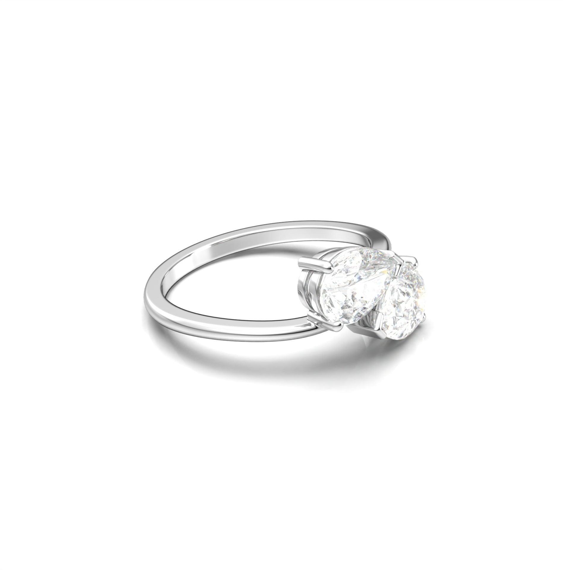 Pear Two-Stone Moissanite Engagement Ring - Moissanite Engagement Rings