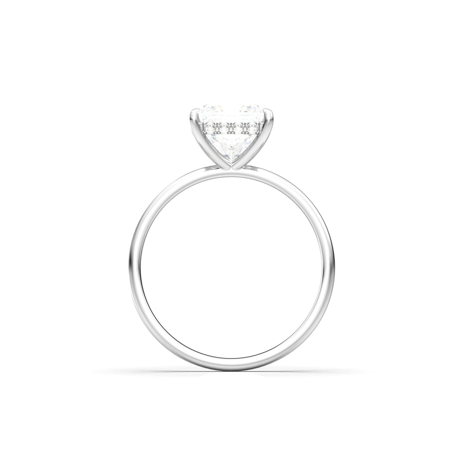 Princess Hidden Halo Diamond Engagement Ring - Moissanite Engagement Rings