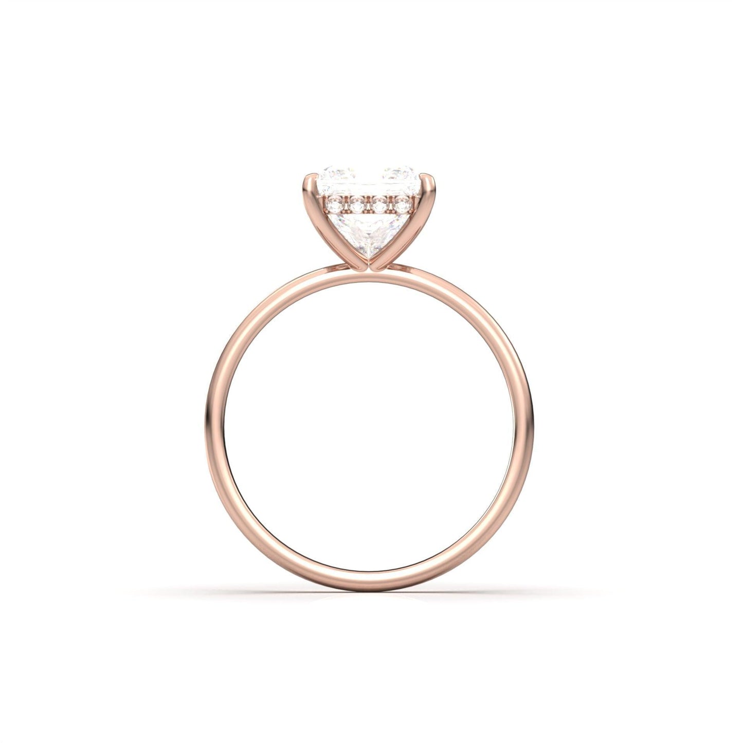 Princess Hidden Halo Diamond Engagement Ring - Moissanite Engagement Rings