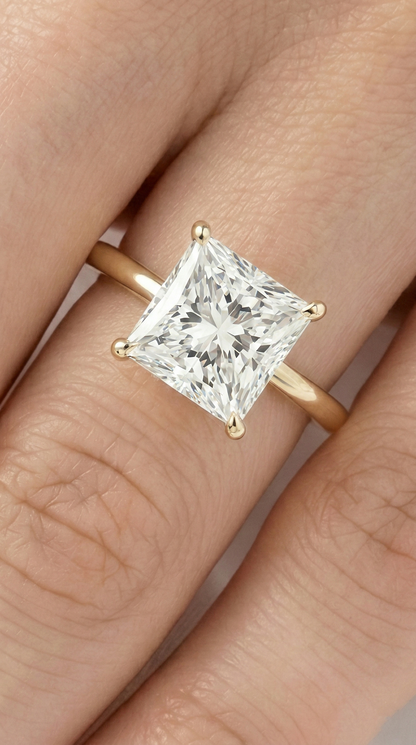 Princess Hidden Halo Diamond Engagement Ring
