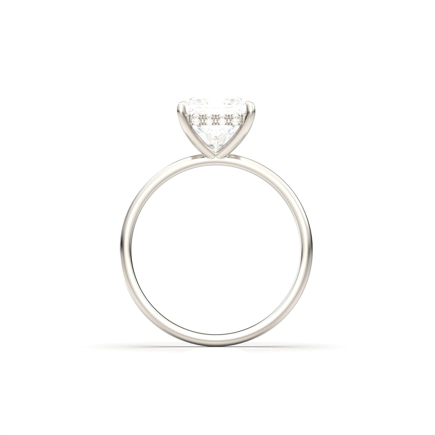 Princess Hidden Halo Diamond Engagement Ring - Moissanite Engagement Rings