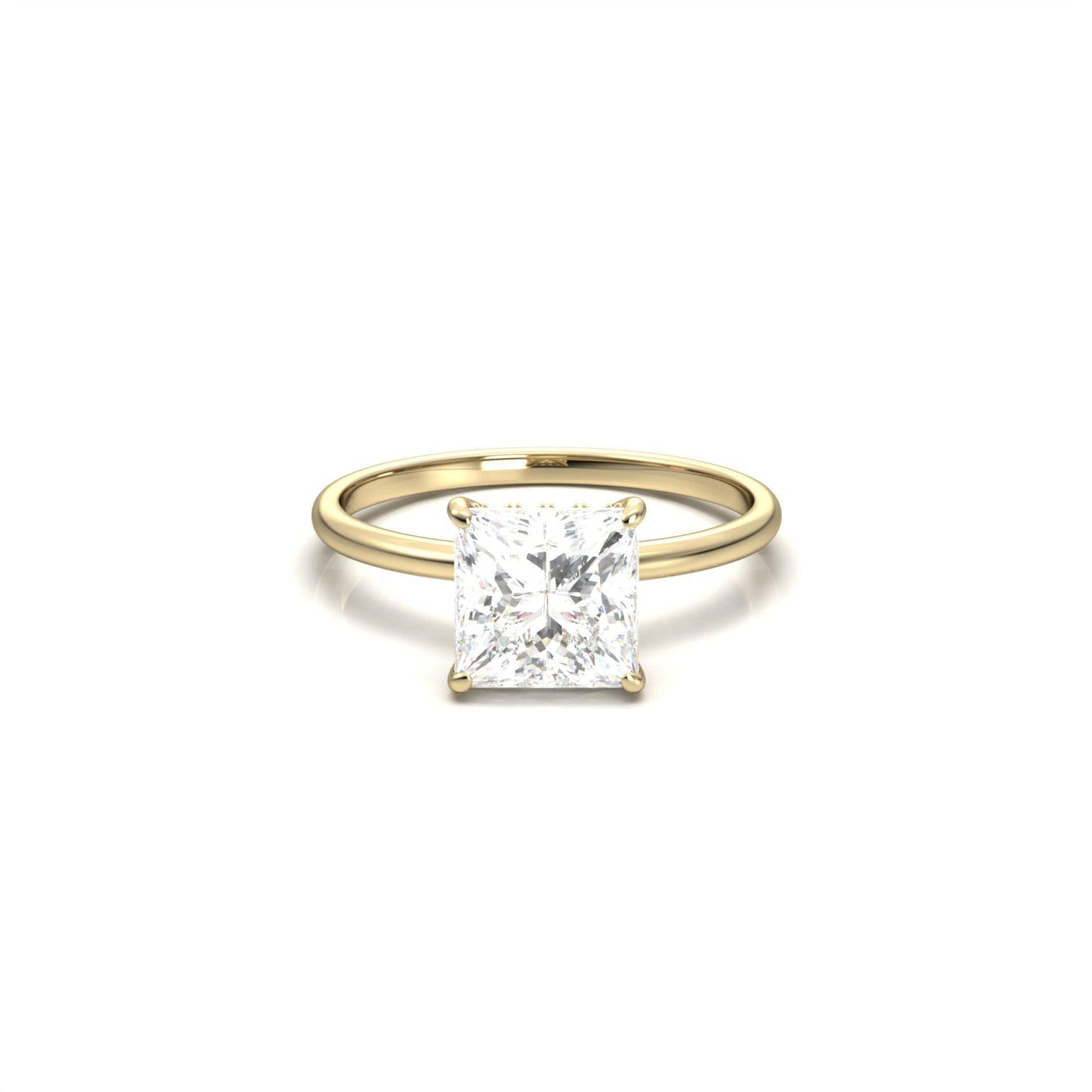 Princess Hidden Halo Diamond Engagement Ring - Moissanite Engagement Rings