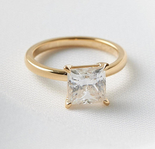 Princess Solitaire Diamond Engagement Ring - Moissanite Engagement Rings