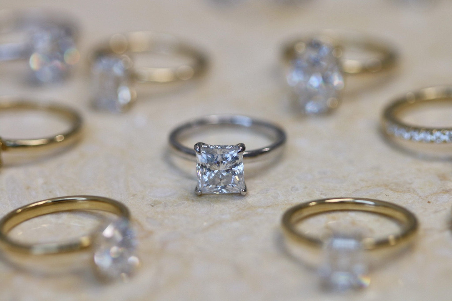 Princess Solitaire Moissanite Engagement Ring - Moissanite Engagement Rings