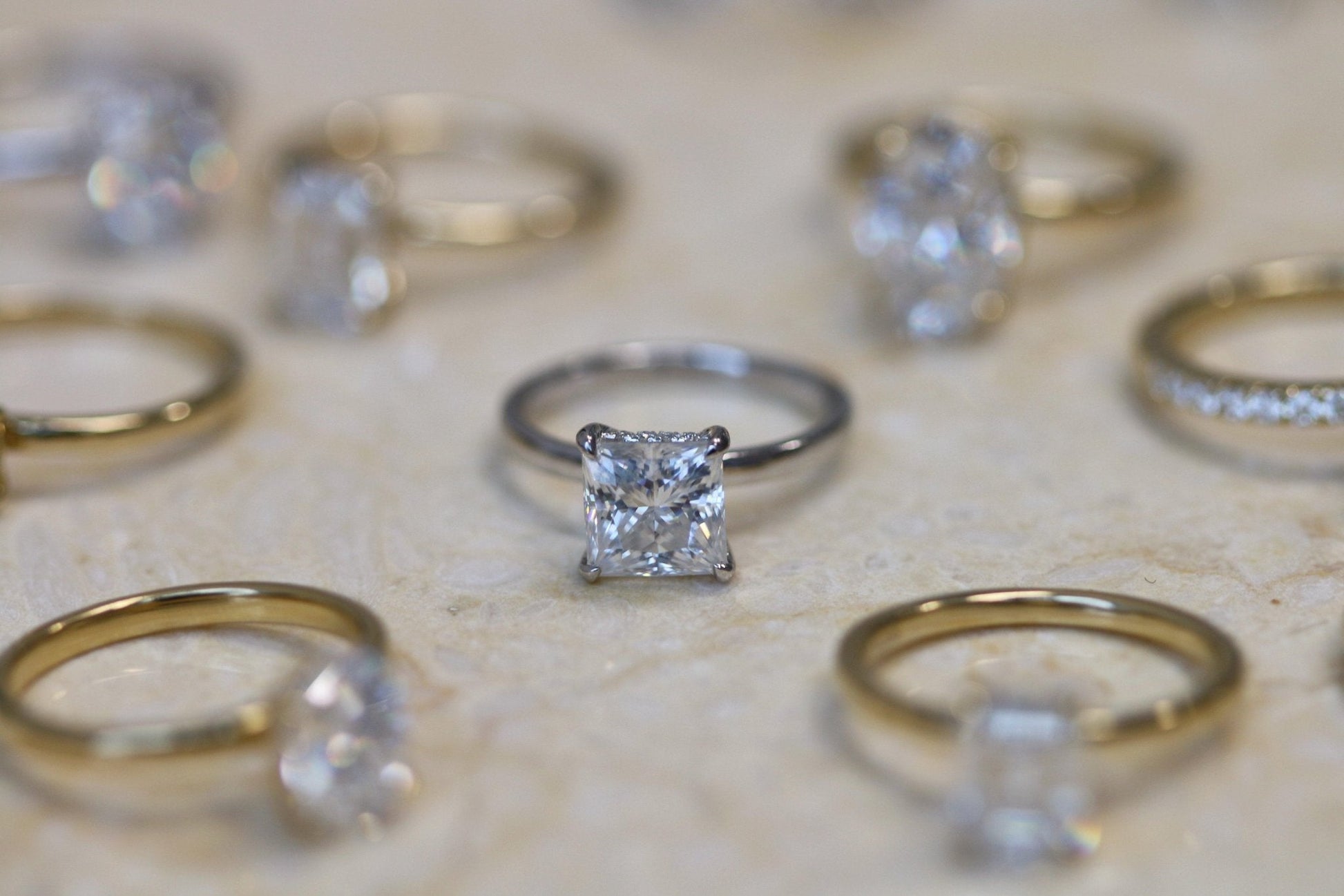 Princess Solitaire Moissanite Engagement Ring - Moissanite Engagement Rings