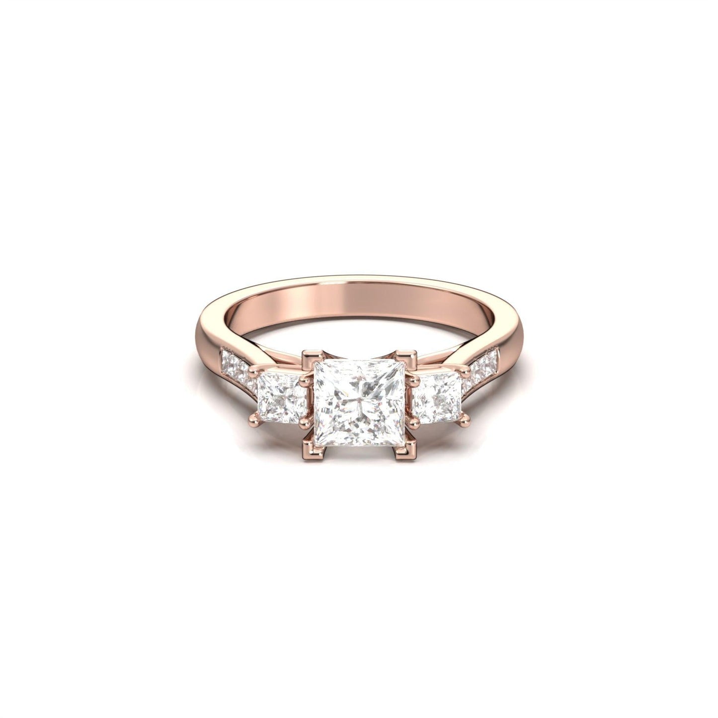 Princess Trilogy Diamond Engagement Ring - Moissanite Engagement Rings