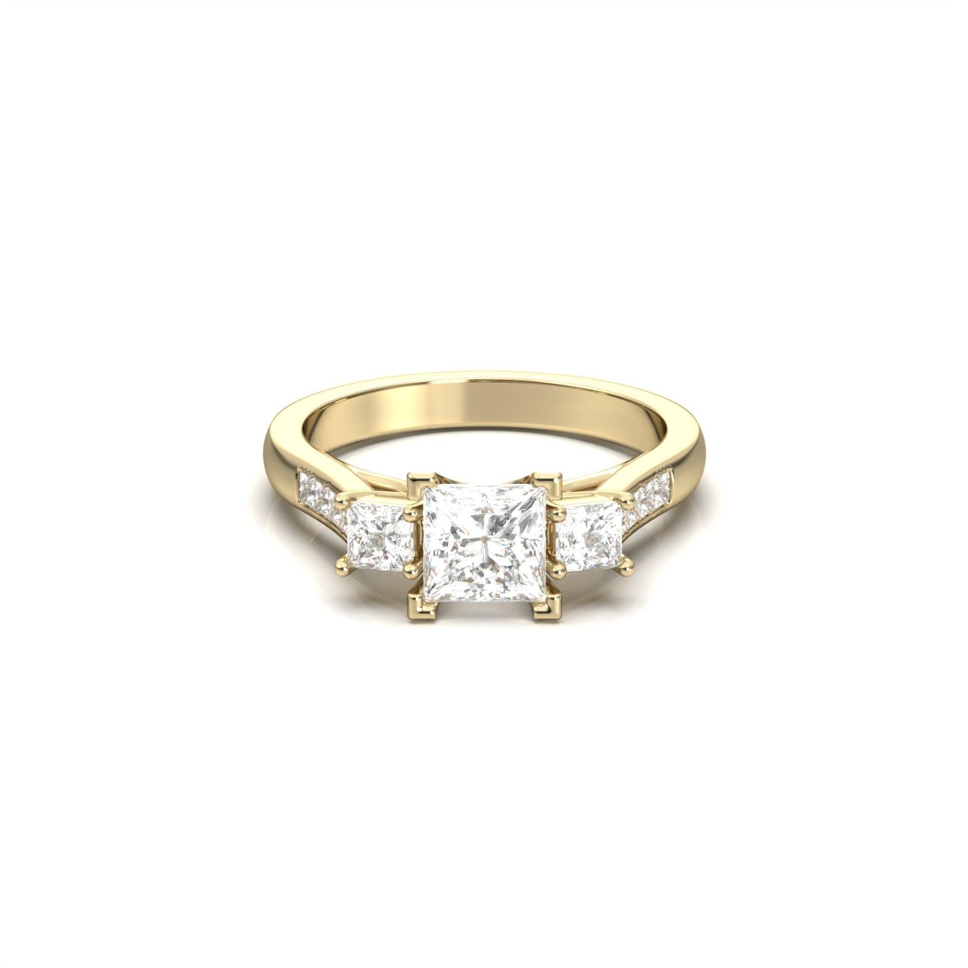 Princess Trilogy Diamond Engagement Ring - Moissanite Engagement Rings