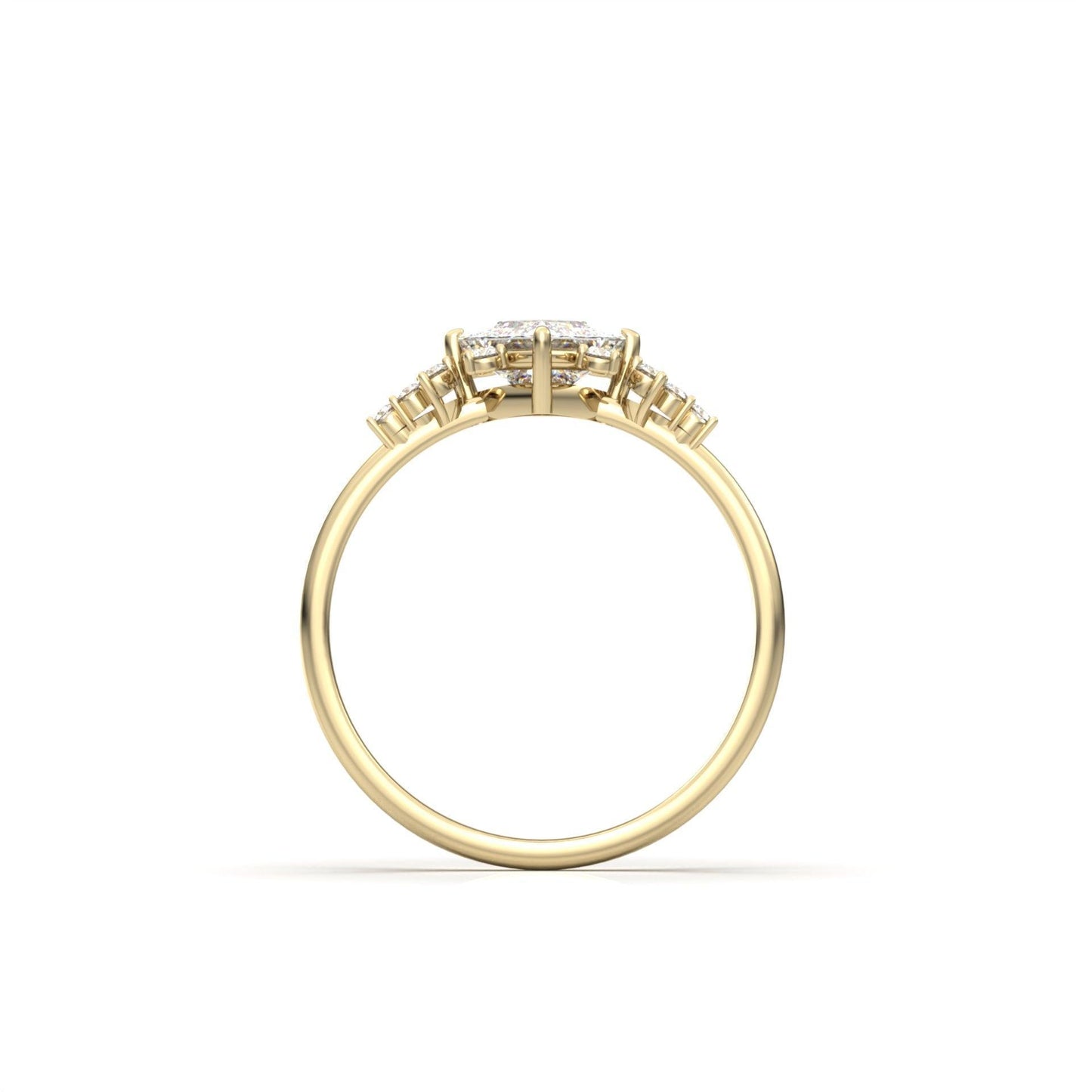 Princess With Accent Stones Moissanite Engagement Ring - Moissanite Engagement Rings