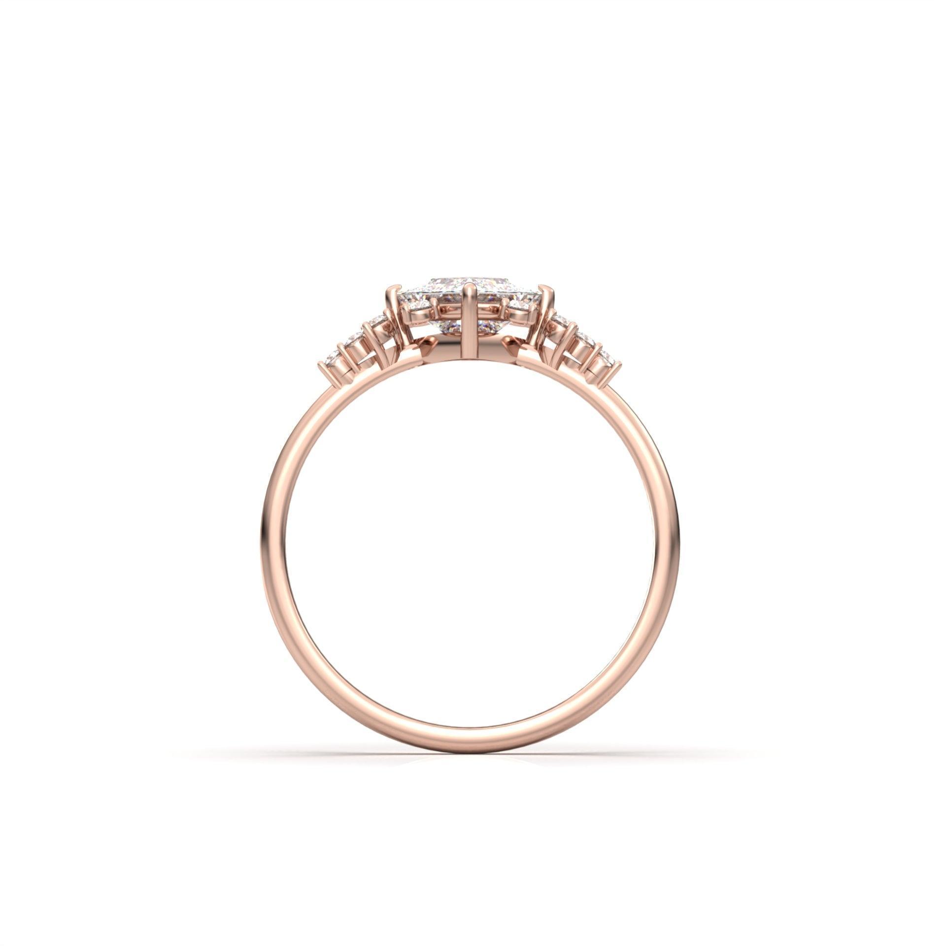 Princess With Accent Stones Moissanite Engagement Ring - Moissanite Engagement Rings