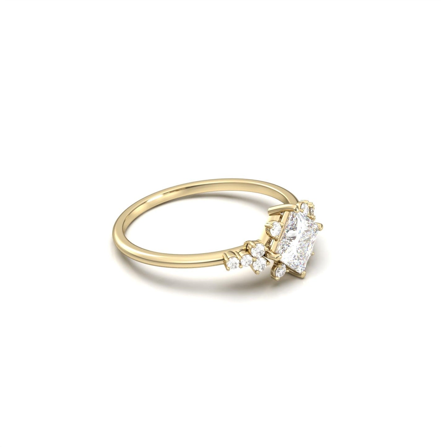 Princess With Accent Stones Moissanite Engagement Ring - Moissanite Engagement Rings