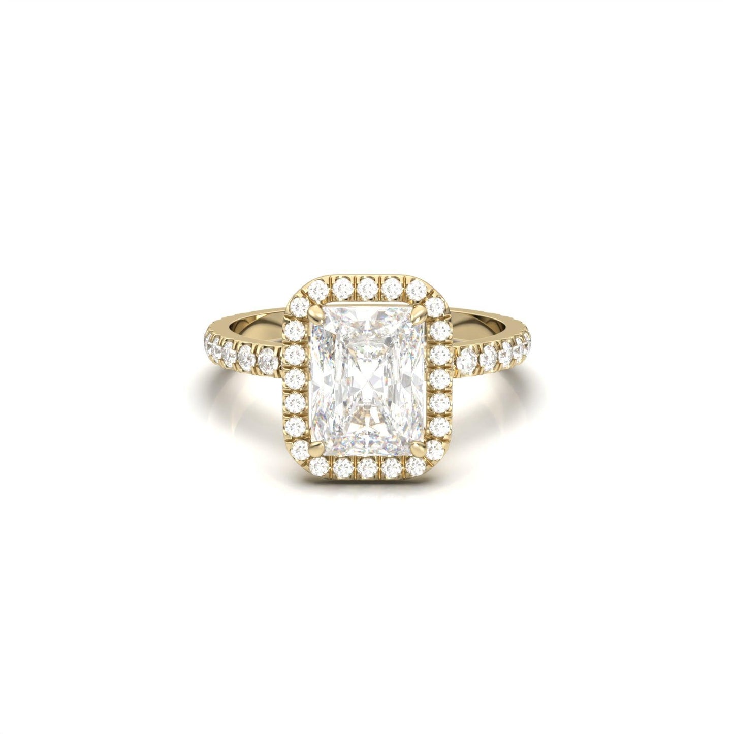 Radiant Halo Full Pavé Diamond Engagement Ring - Moissanite Engagement Rings