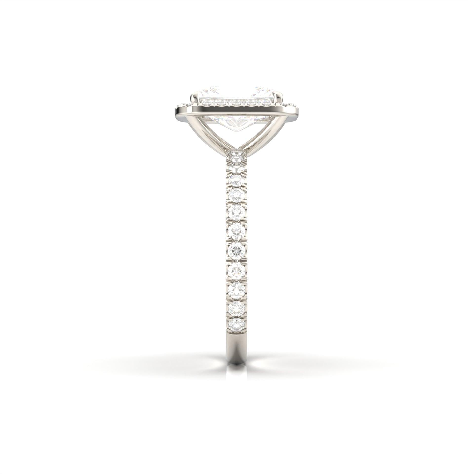 Radiant Halo Full Pavé Diamond Engagement Ring - Moissanite Engagement Rings