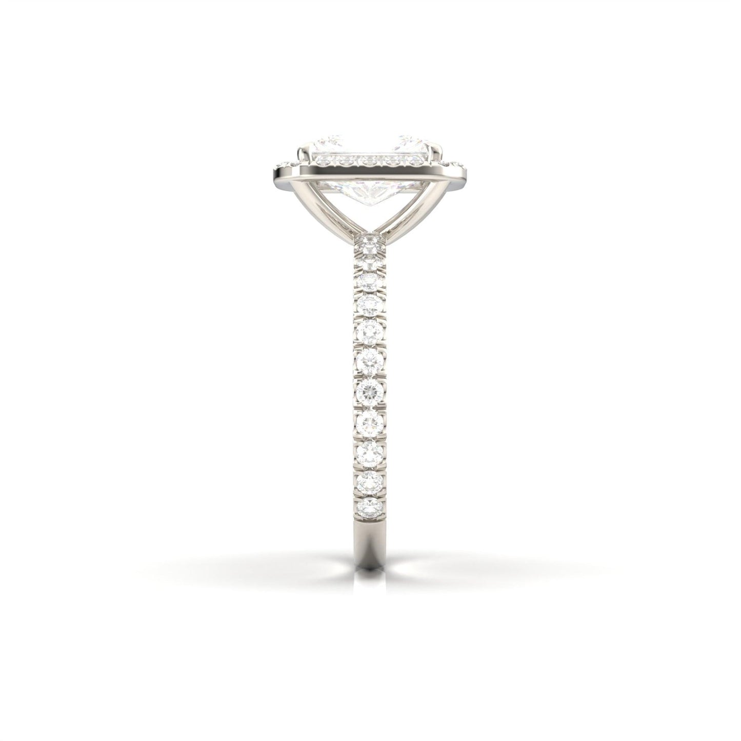 Radiant Halo Full Pavé Diamond Engagement Ring - Moissanite Engagement Rings