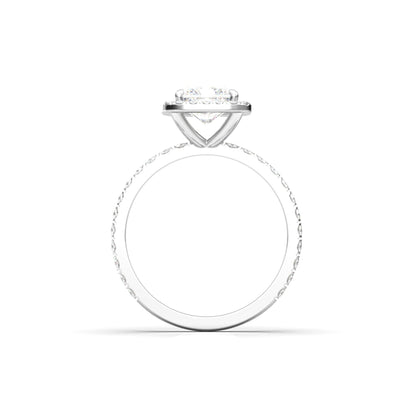 Radiant Halo Full Pavé Diamond Engagement Ring - Moissanite Engagement Rings