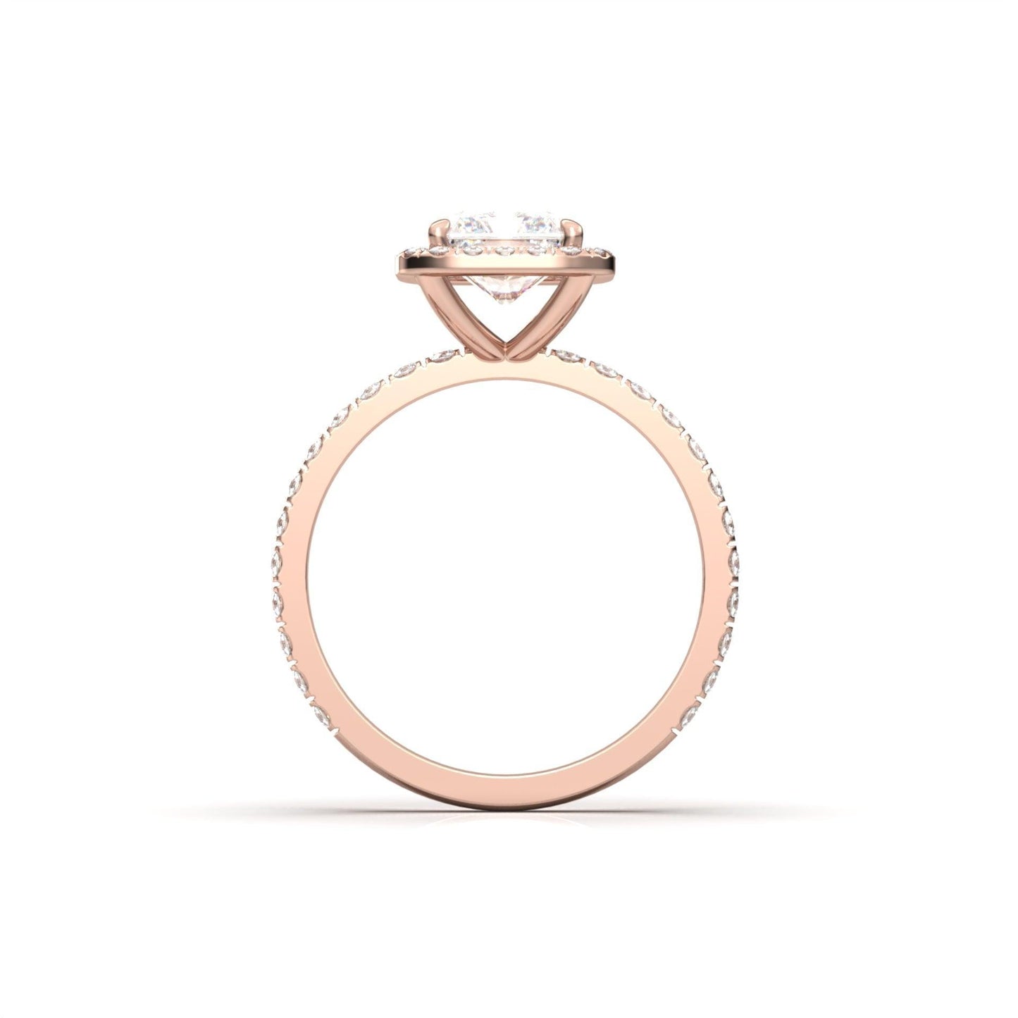 Radiant Halo Full Pavé Diamond Engagement Ring - Moissanite Engagement Rings