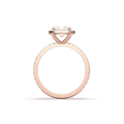 Radiant Halo Full Pavé Diamond Engagement Ring - Moissanite Engagement Rings