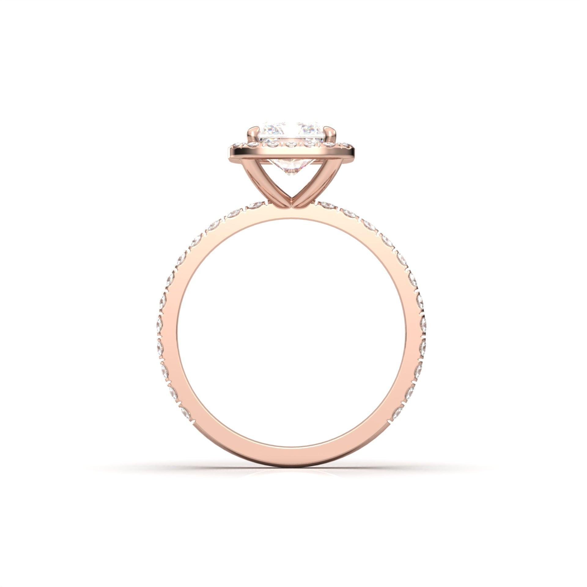 Radiant Halo Full Pavé Diamond Engagement Ring - Moissanite Engagement Rings