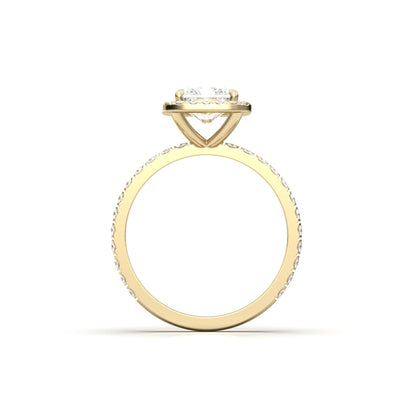 Radiant Halo Full Pavé Diamond Engagement Ring - Moissanite Engagement Rings