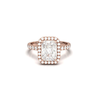 Radiant Halo Full Pavé Diamond Engagement Ring - Moissanite Engagement Rings
