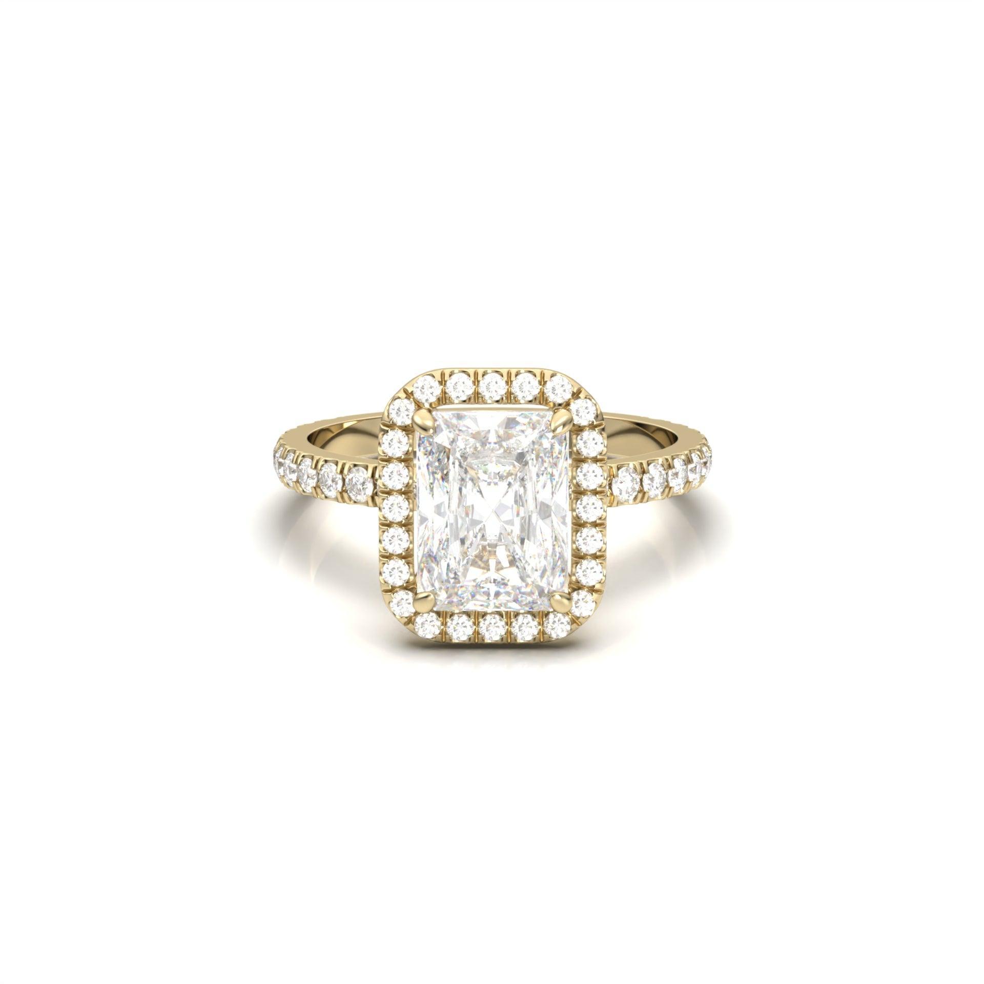 Radiant Halo Full Pavé Engagement Ring - Guthrie Jewellery