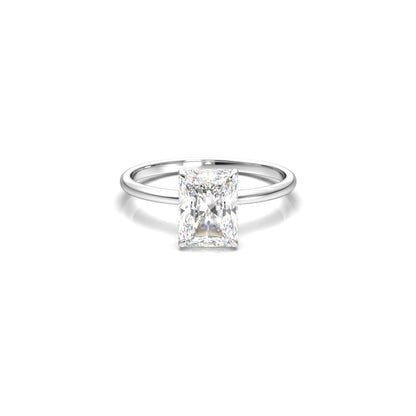 Radiant Hidden Halo Diamond Engagement Ring - Moissanite Engagement Rings
