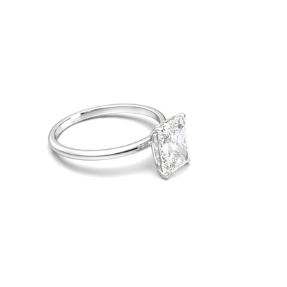 Radiant Hidden Halo Diamond Engagement Ring - Moissanite Engagement Rings