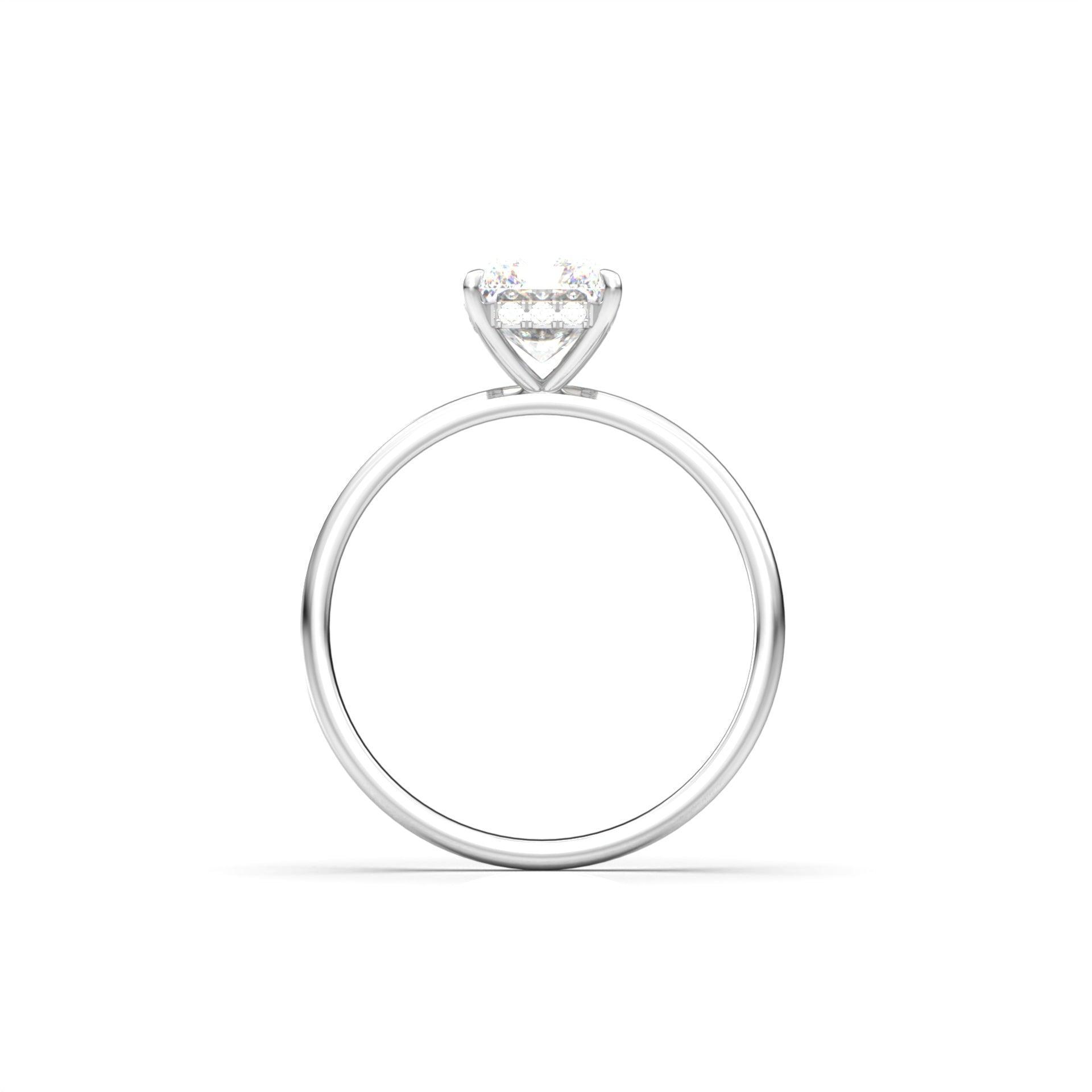 Radiant Hidden Halo Diamond Engagement Ring - Moissanite Engagement Rings