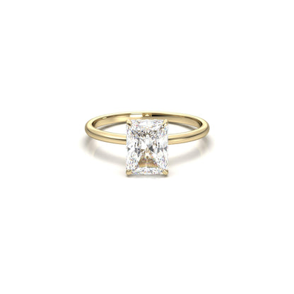 Radiant Hidden Halo Diamond Engagement Ring - Moissanite Engagement Rings