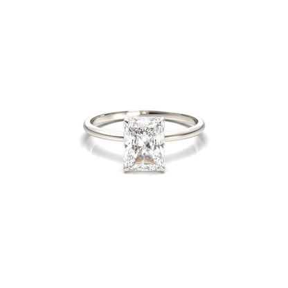 Radiant Hidden Halo Diamond Engagement Ring - Moissanite Engagement Rings