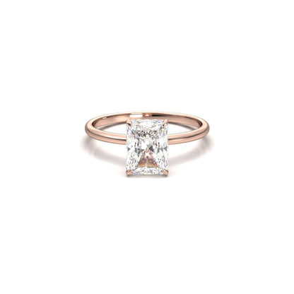 Radiant Hidden Halo Diamond Engagement Ring - Moissanite Engagement Rings