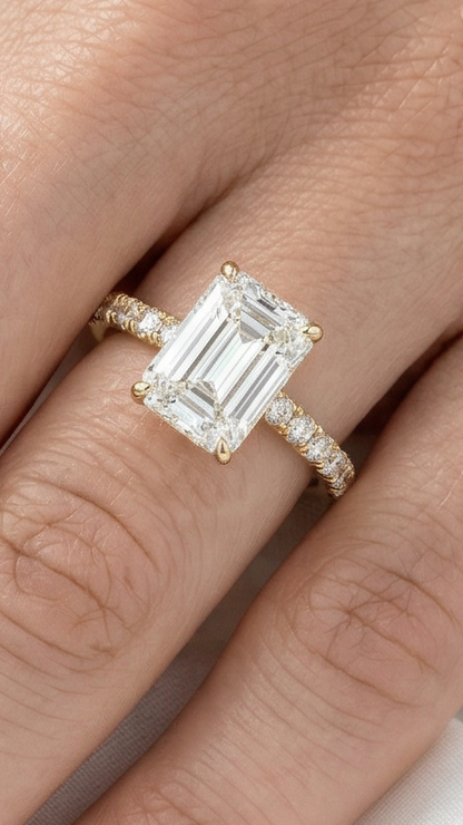 Radiant Hidden Halo Full Pavé Diamond Engagement Ring