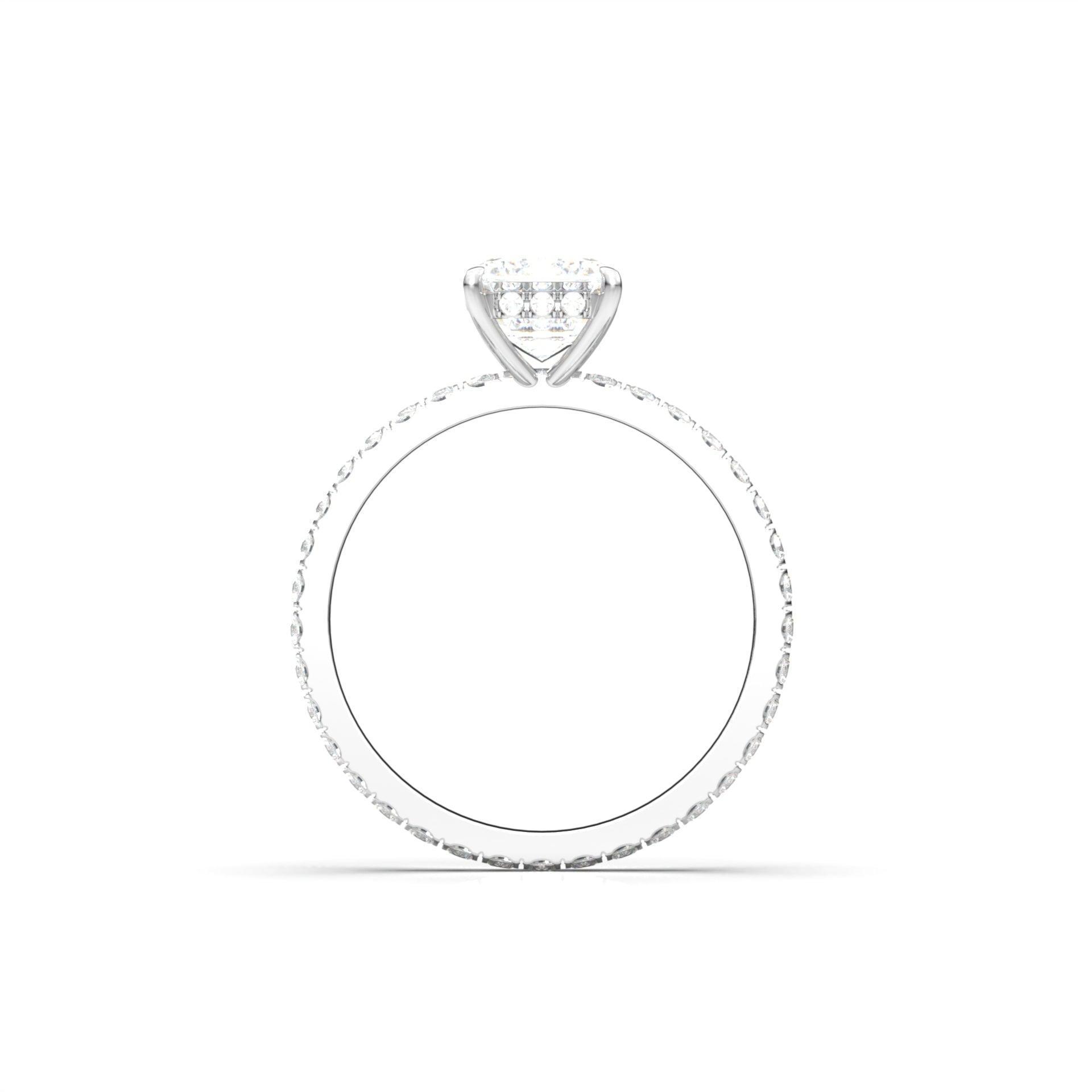 Radiant Hidden Halo Full Pavé Diamond Engagement Ring - Moissanite Engagement Rings