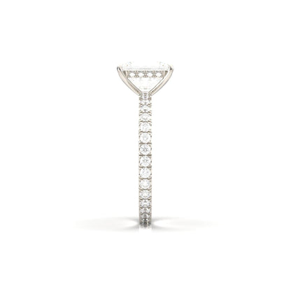 Radiant Hidden Halo Full Pavé Diamond Engagement Ring - Moissanite Engagement Rings