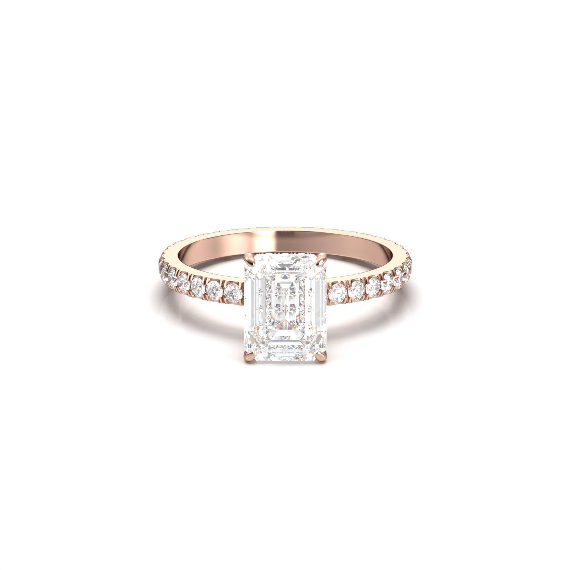 Radiant Hidden Halo Full Pavé Diamond Engagement Ring - Moissanite Engagement Rings