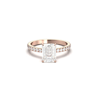 Radiant Hidden Halo Full Pavé Diamond Engagement Ring - Moissanite Engagement Rings