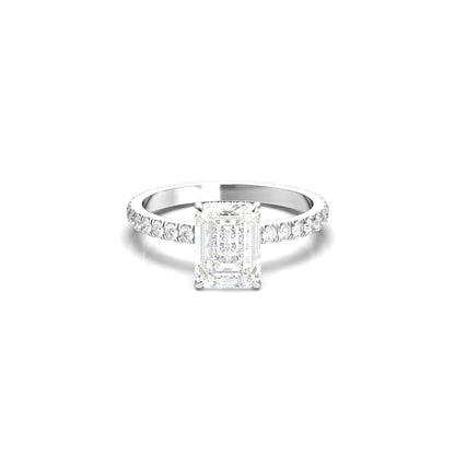 Radiant Hidden Halo Full Pavé Diamond Engagement Ring - Moissanite Engagement Rings
