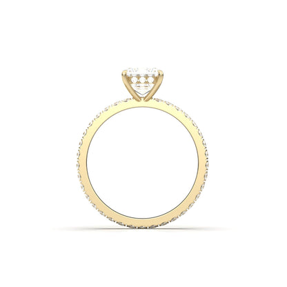 Radiant Hidden Halo Full Pavé Diamond Engagement Ring - Moissanite Engagement Rings