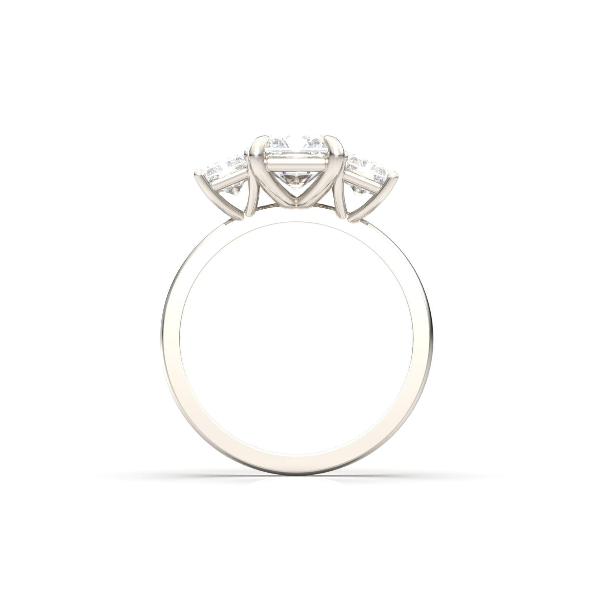 Radiant Trilogy Diamond Engagement Ring - Moissanite Engagement Rings