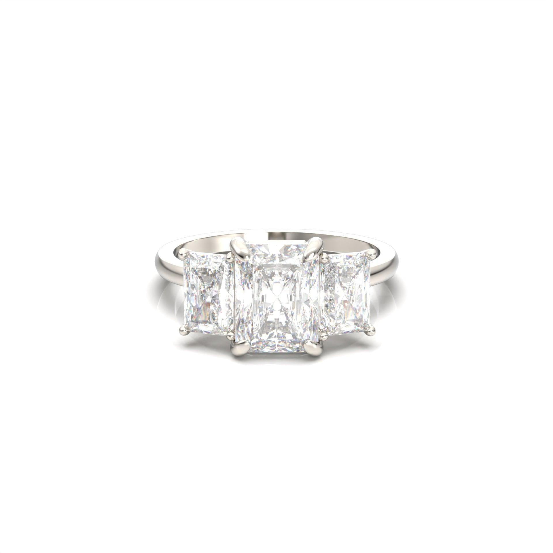 Radiant Trilogy Diamond Engagement Ring - Moissanite Engagement Rings