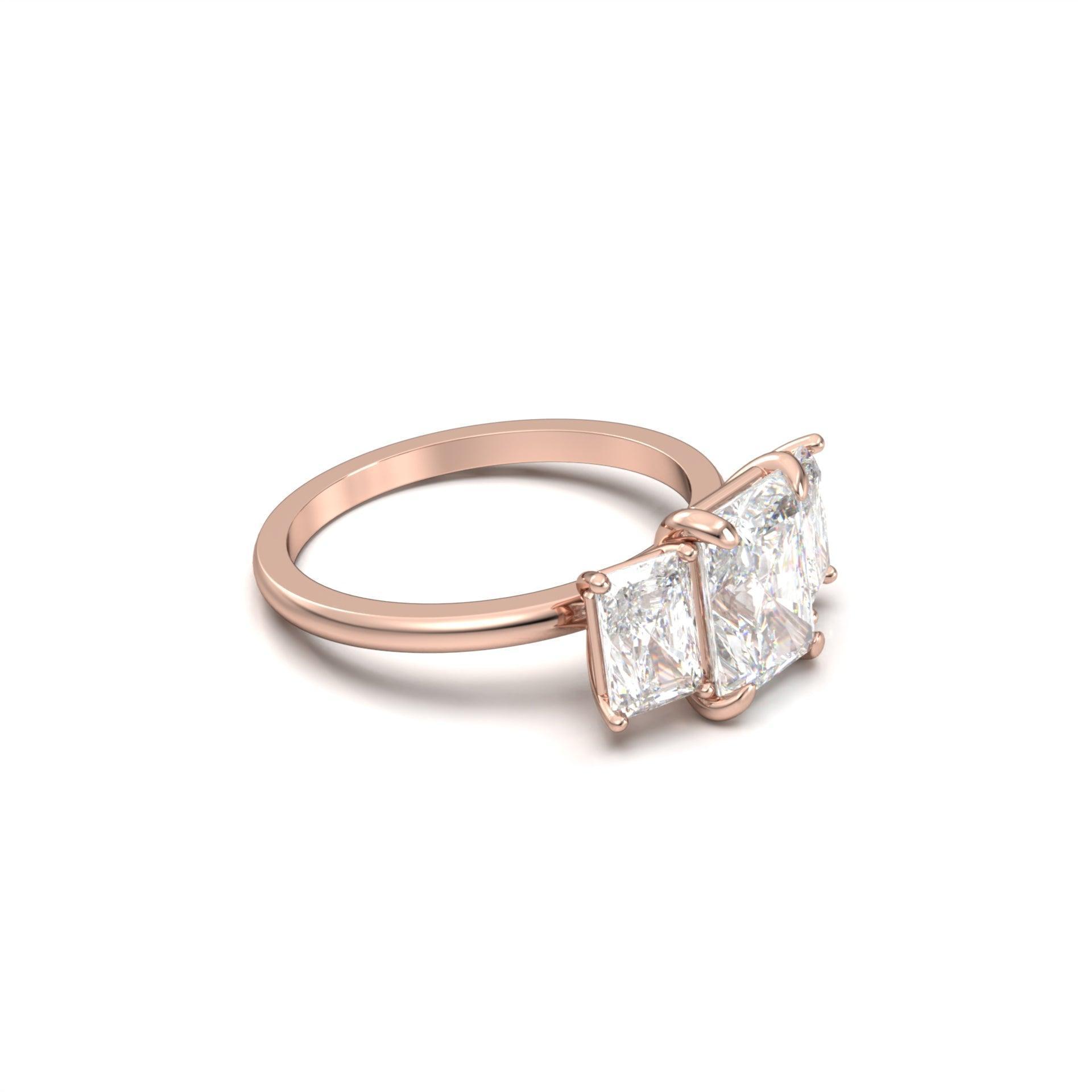 Radiant Trilogy Diamond Engagement Ring - Moissanite Engagement Rings